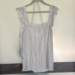 Loft Metallic Striped Top Square Neck Size Small